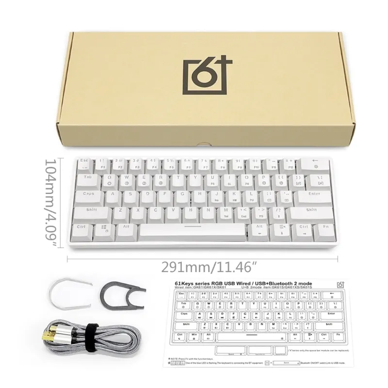 SK61 Gk61 Portable 60% clavier mécanique commutateurs optiques Gateron rétro-éclairé échange à chaud Q9QC