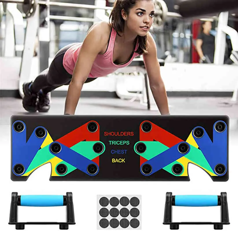 Push Up Board 9 en 1 Système Body Building Fitness Exercice Outils Hommes Femmes Workout Push-up Stands pour Gym Body Training Rack X0524