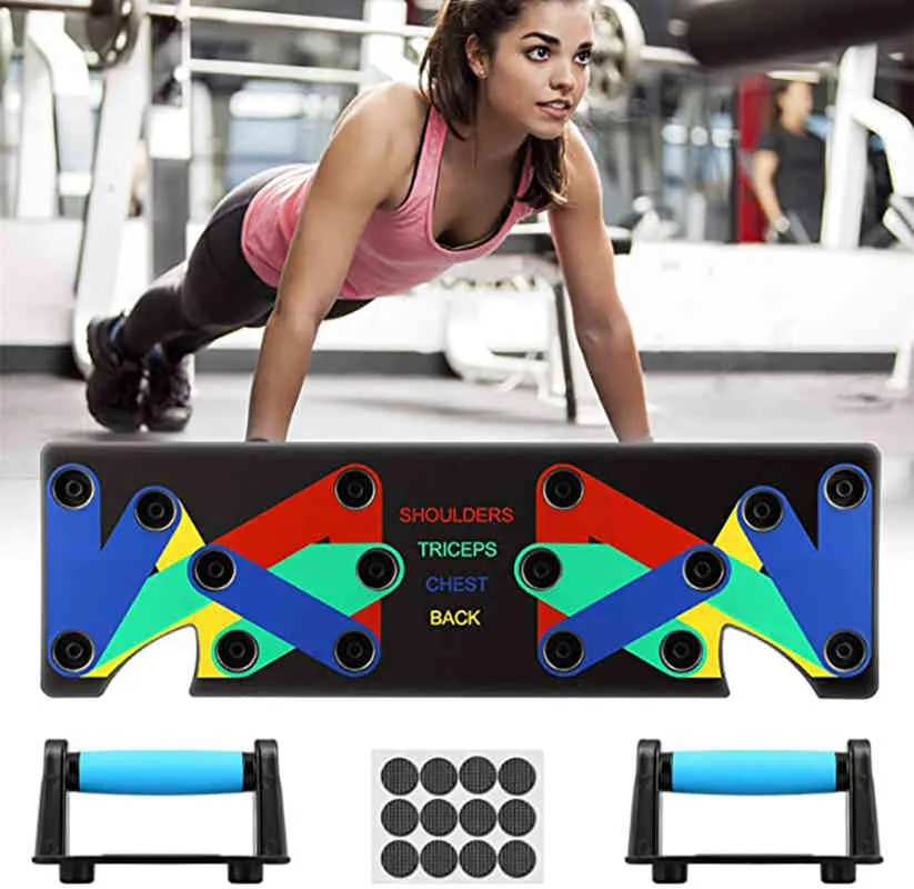 Push Up Board 9 in 1 System Body Building Fitness Exercise Tools Men Women Workout Push-up Stands for Gym Body Training Rack X0524