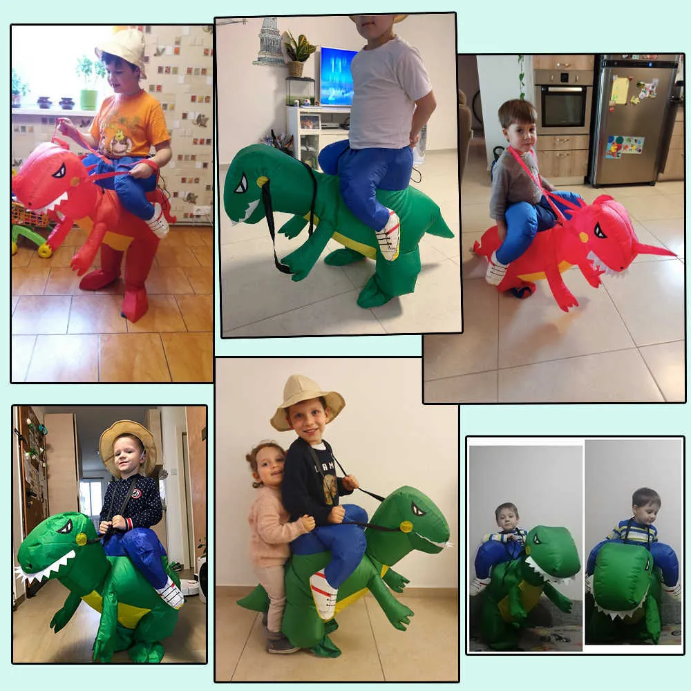 Kids Inflatable Dinosaur Costume Party Cosplay Costumes Animal Child Costume Suit Anime Purim Dino Boys Girls Halloween Costume Q0910