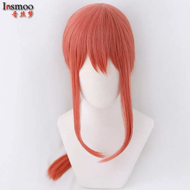 Makima perruque rose cheveux tressés Anime tronçonneuse homme Cosplay synthétique 70 cm longues tresses Halloween fête jeu de rôle + Y0913