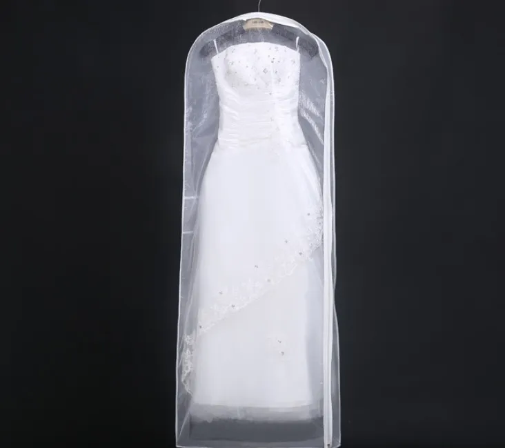 Sacs de robe de vêtement transparents de mariage vêtements de mariée costume manteau cache-poussière avec fermeture à glissière pour la maison garde-robe robe sac de rangement322c