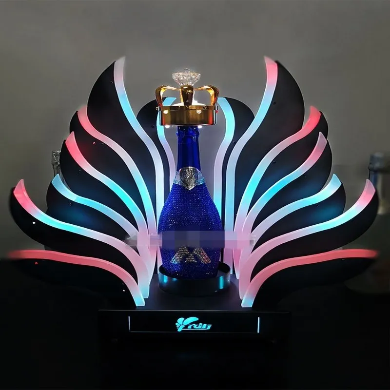 Peacock Tail LED Lichtgevende Bar Wijnfleshouder Oplaadbare Champagne Cocktail Whisky Drinkware Displayplank Voor Disco Party Ni273s