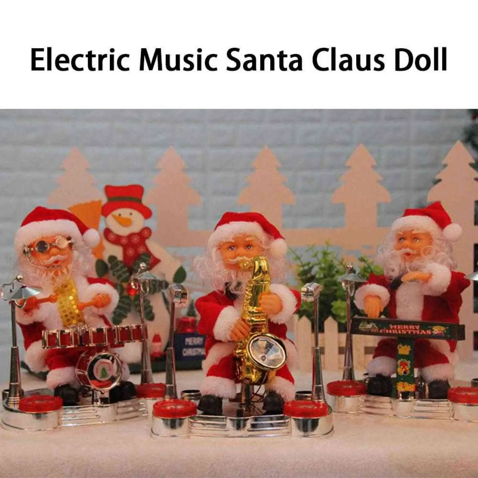 Taniec śpiewający Święty Mikołaj grający bęben świąteczny lalka muzyczna poruczna figurka akumulowana dekoracja g0911249o