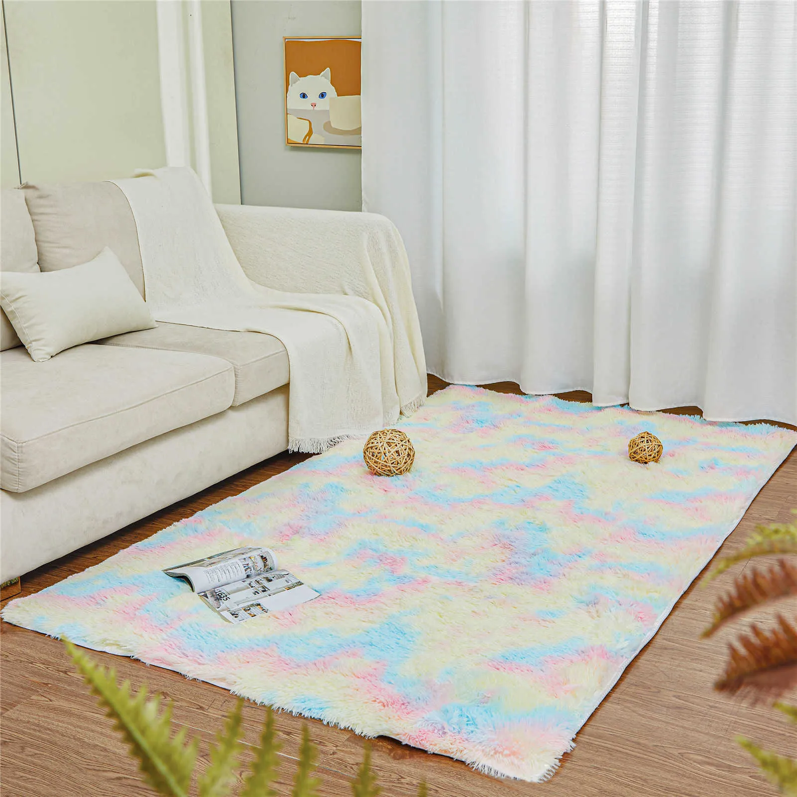 Topfinel Carpets Fluffy Rugs For Living Room Mat Bedroom Bedside Plush Carpet Floor Grey Kids Home Decor Baby Crawling 210626