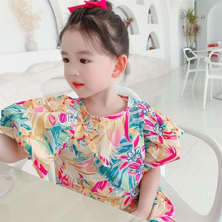 최신 QualityWholesale INS Kids Girls Flower Dress 어린이 공주 여름 부티크 어린이 의류