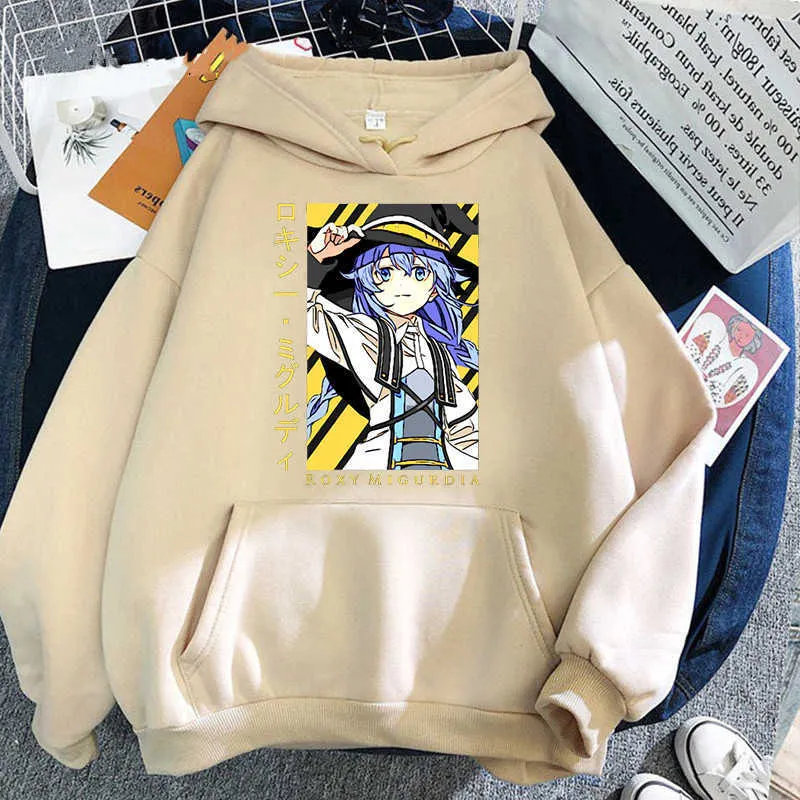 2021 Moda Anime Mushoku Tensei Ittara Honki Dasu Bluzy Harajuku Cartoon Kawaii Migurdia Roxy Winter Bluza Mężczyźni G1019