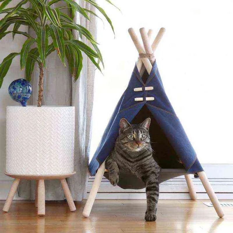 Zk30 pet teepee собака кошка кровать белый холст милый дом портативные моющиеся палатки для кошачьего щенка котенка 2111111