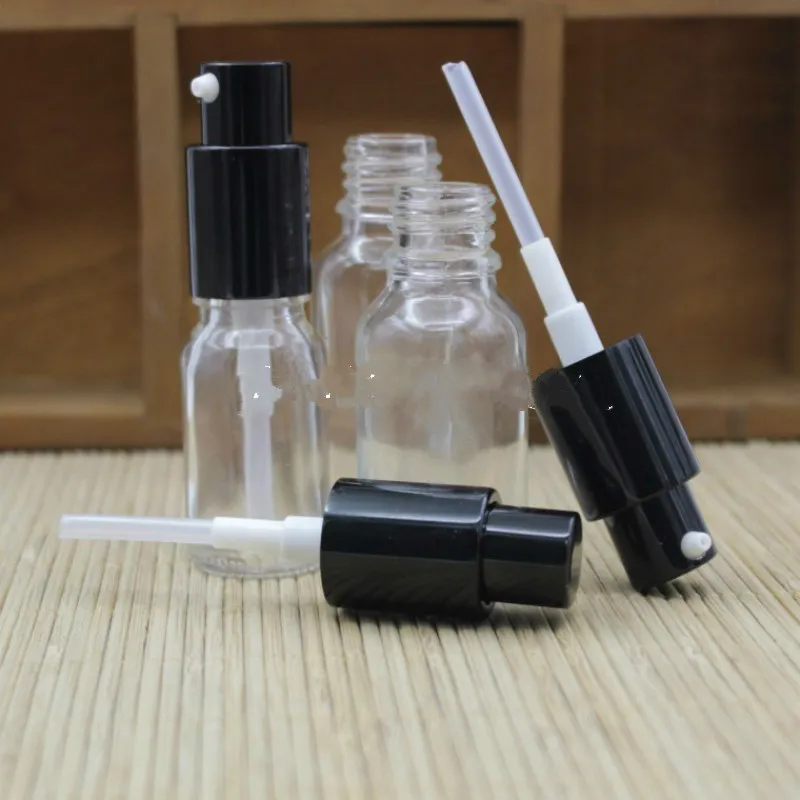 5ml 10ml 15ml 20ml 30ml 50ml 100ML Empty Clear Glass Perfume Spray Bottle Black Cap Cosmetic Packaging Toner Lotion Pump Vials