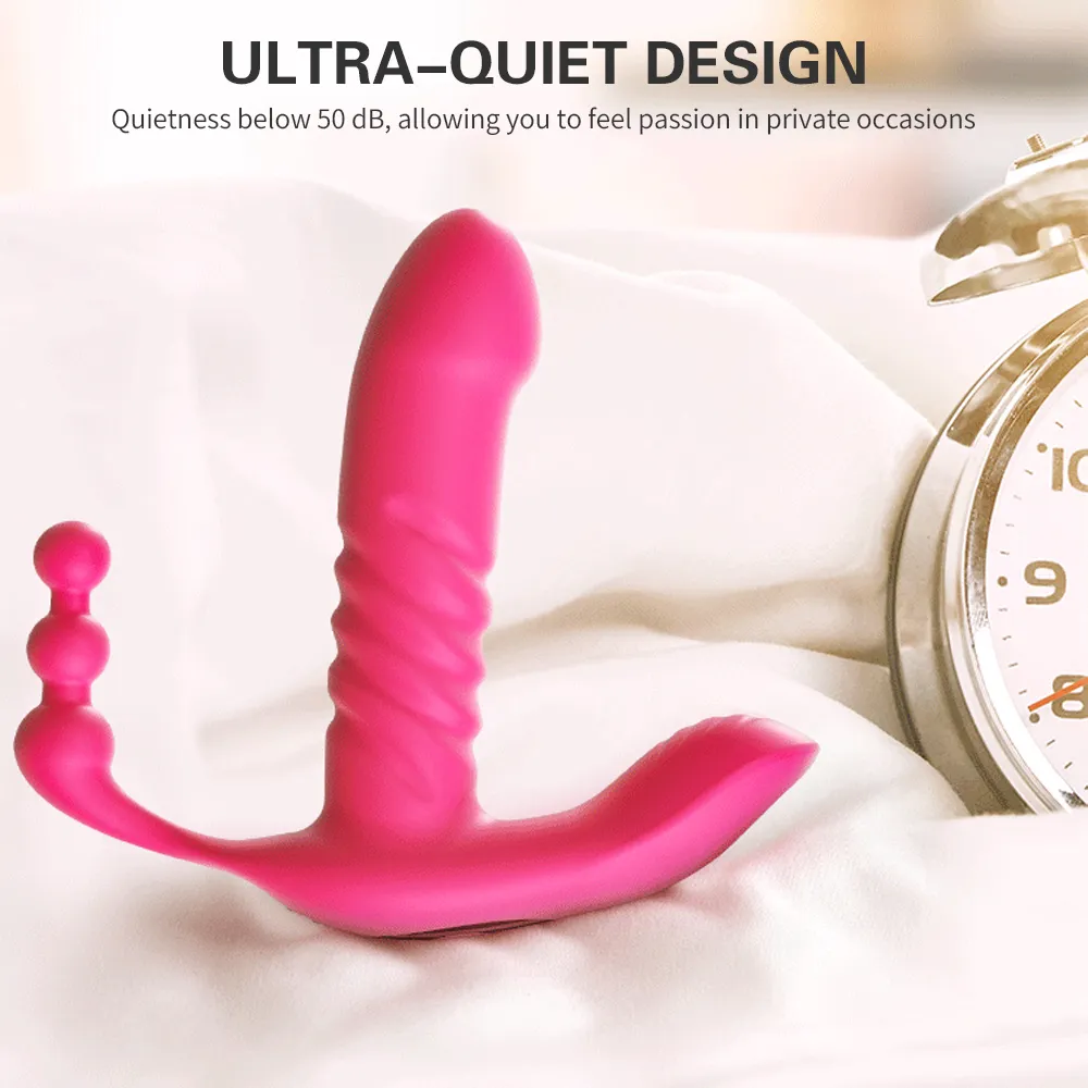 Massage 7-Frequency Telescopic Dildo Vibrator Three Motors Clitoral Massager G-spot Vagina Stimulator Anal Plug Pussy Sex Toy for 302O