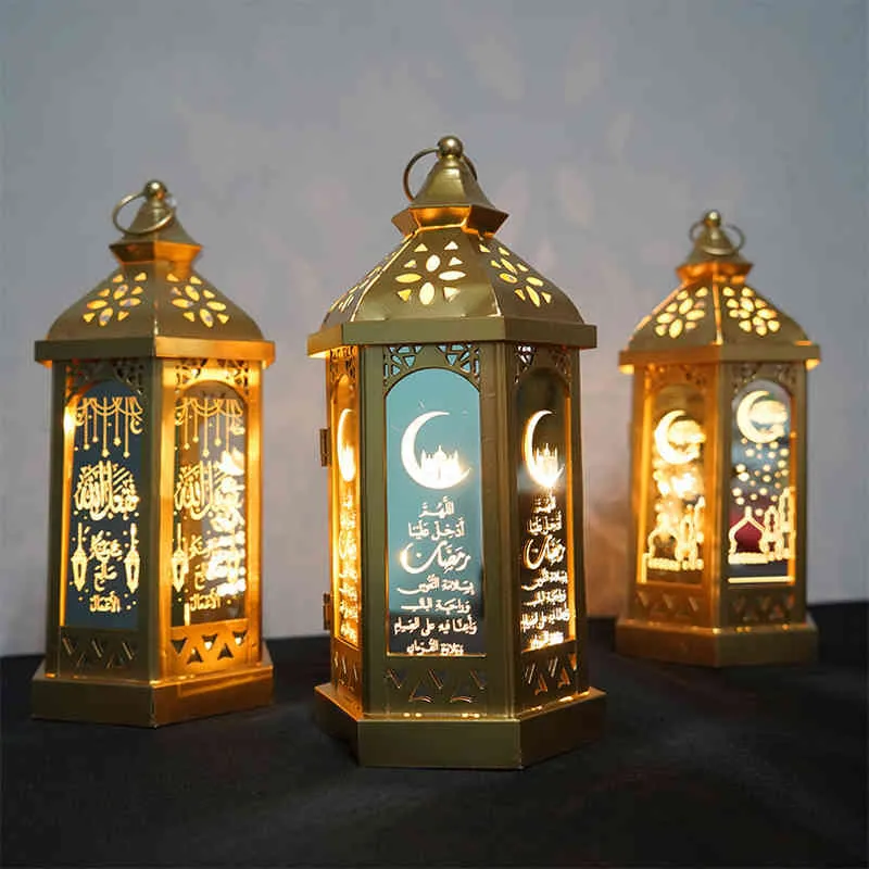 2021ラマダンホームレッドライトタワーEid Mubarak Islamic Desktop Decorations Festival Lantern Lamp Oranments Ramadan Kareem Gifts 212483