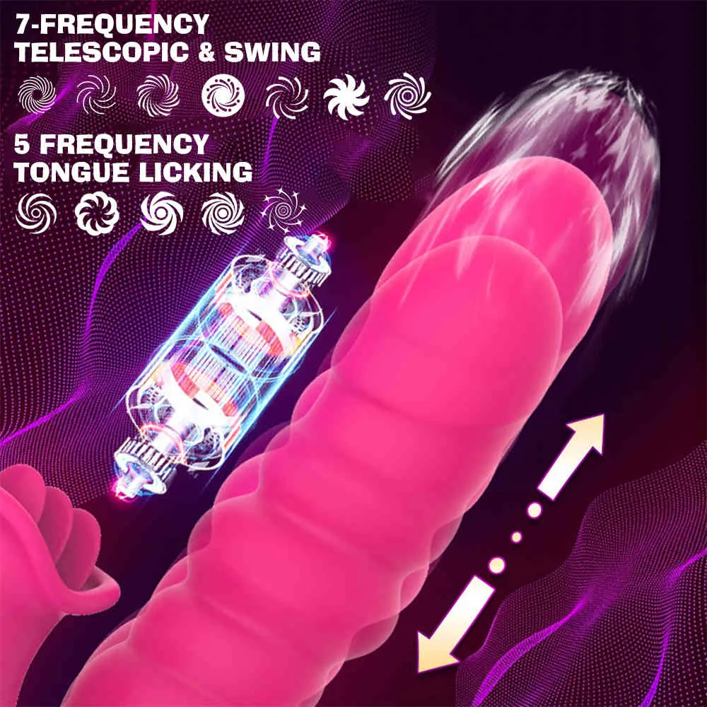 Massage télescopique oscillant gode vibrateur langue clitoridienne léchant masseur point G vagin stimulateur sexe Machine jouets pour adultes pour Couple