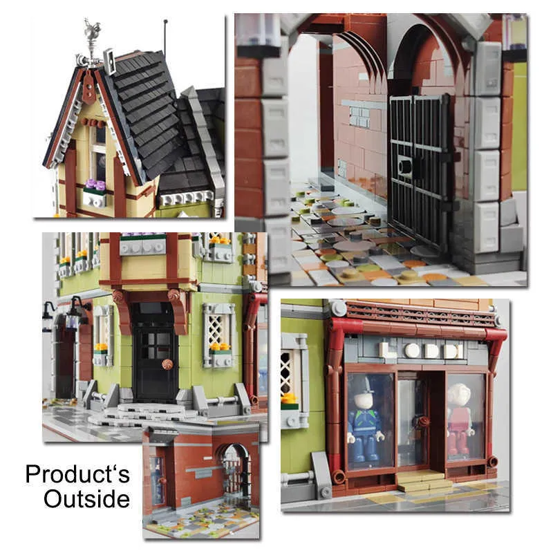 3474 pièces créateur ville vue sur la rue café coin centre commercial blocs de construction Architecture briques ensemble enfants enfants modèles bricolage jouets cadeaux Q0624