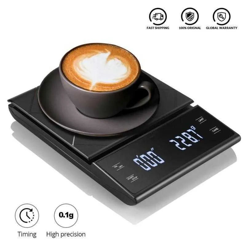 3 kg / 0.1g Bilancia elettronica con caffettiera elettronica con timer ad alta precisione del peso digitale bilanciamento del peso da cucina utensili 210728