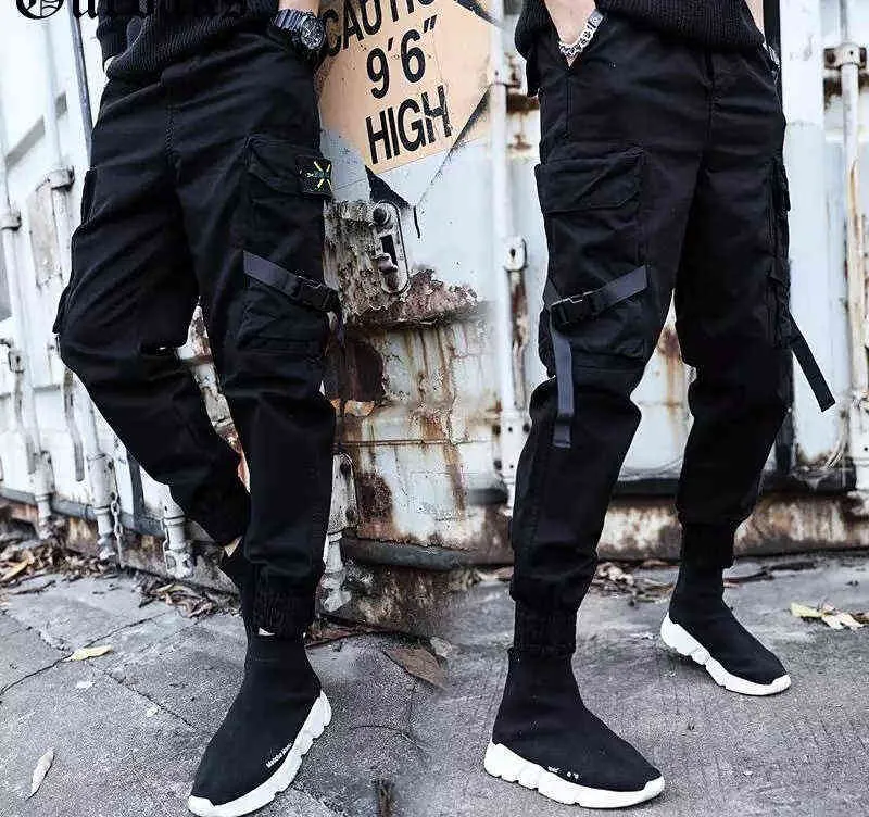 Kamuflaj Pantolon Erkekler Casual Camo Kargo Pantolon Hip Hop Joggers Streetwear Pantalon Rahat Sweetpants Siyah Ince Erkek Joggers H1223