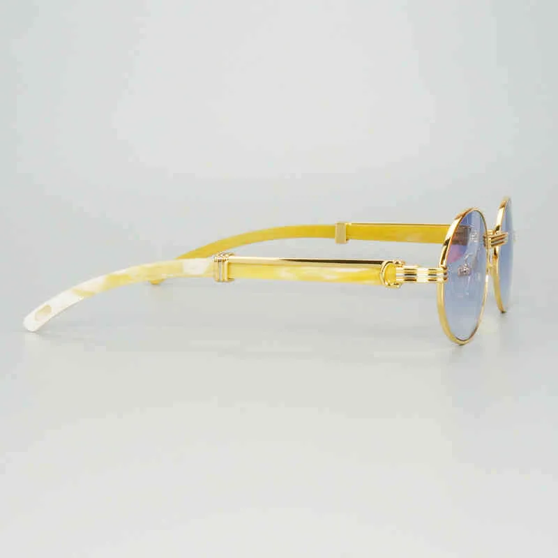 Hommes Lunettes De Soleil De Designer Ovale À La Mode Femmes Lunettes De Soleil Français Clair Blanc Corne Lunettes Rétro Rond Transparent Gafas De Sol