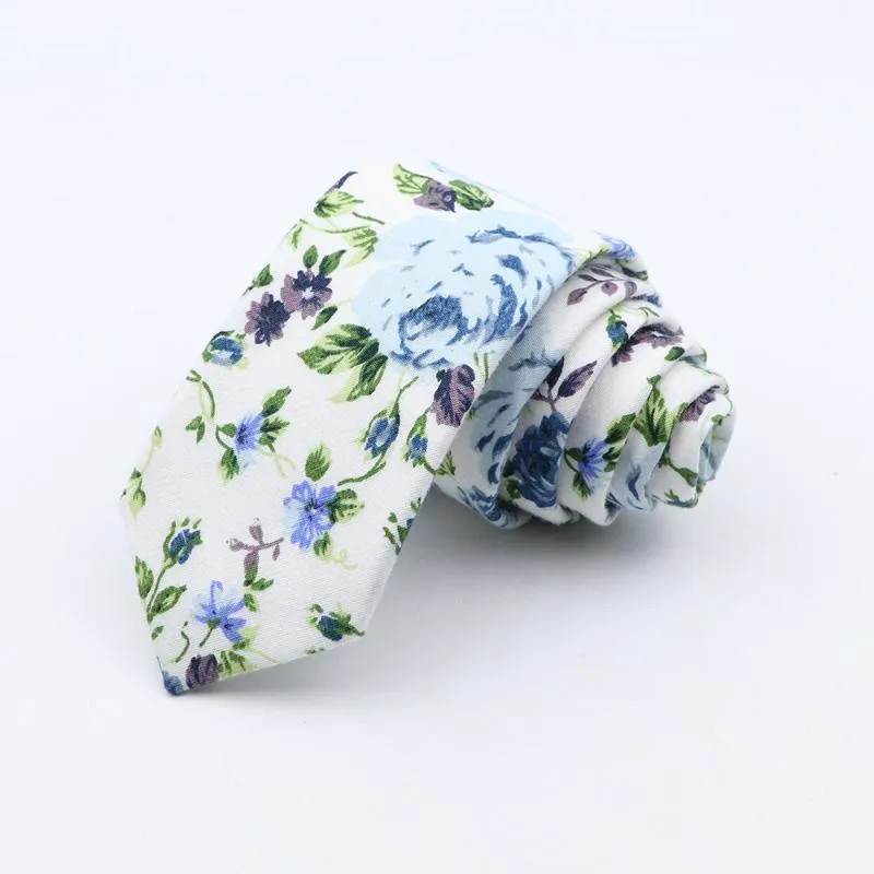 Neckband Fashion Floral Tie för män smal Casual Men's Wedding Party Skinny Flower Printed Slips Male Suits Cravat219L