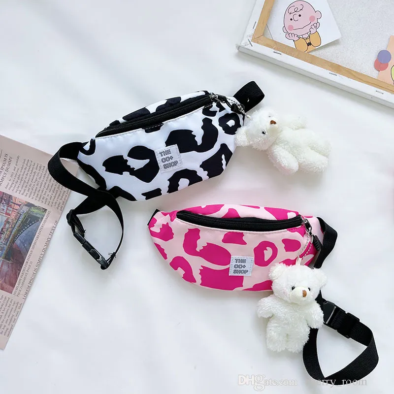 Sac de poitrine imprimé léopard pour enfants garçons filles sac à bandoulière imprimé vache à rayures zébrées portefeuille mode accessoires roses sacs à main F607