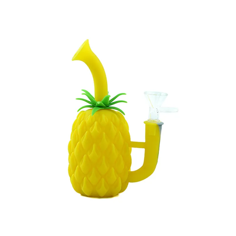 Kleine siliconen 7 '' * 2.6 '' Pineapple Water Pipe Bong met 14mm Galss Bowl Accessoires voor Rook Tabak Roken DAB RIG