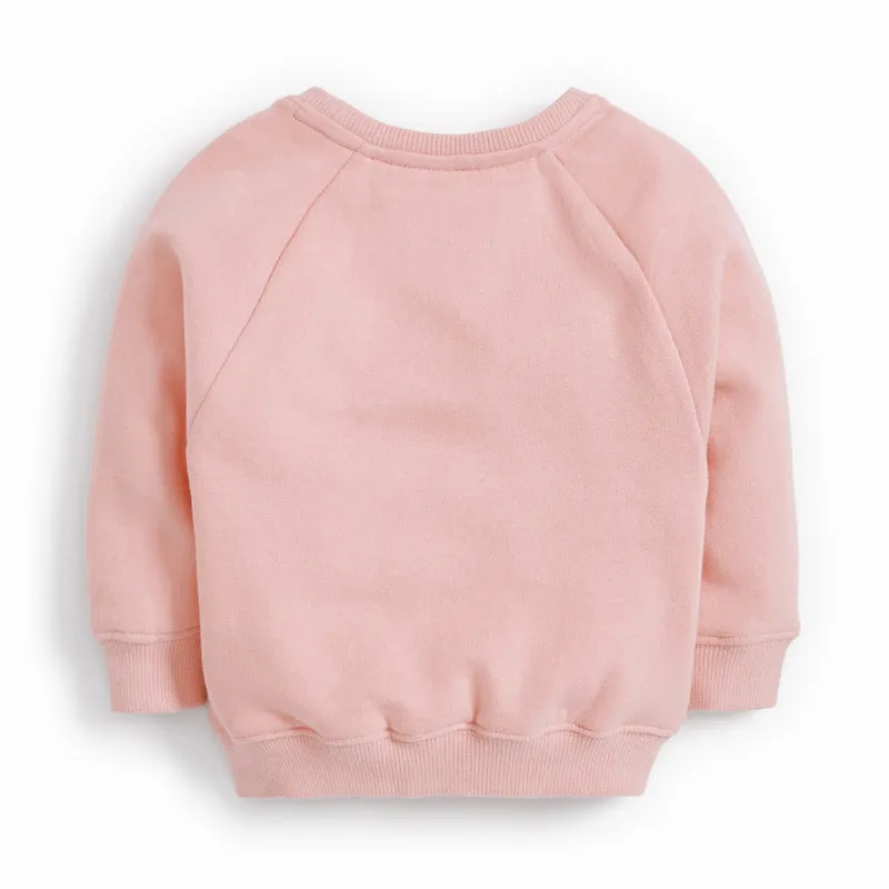 Baby flicka kläder toddler höst bomull djur applique sweatshirt rosa brev tröja för barn 2-7 år 220309