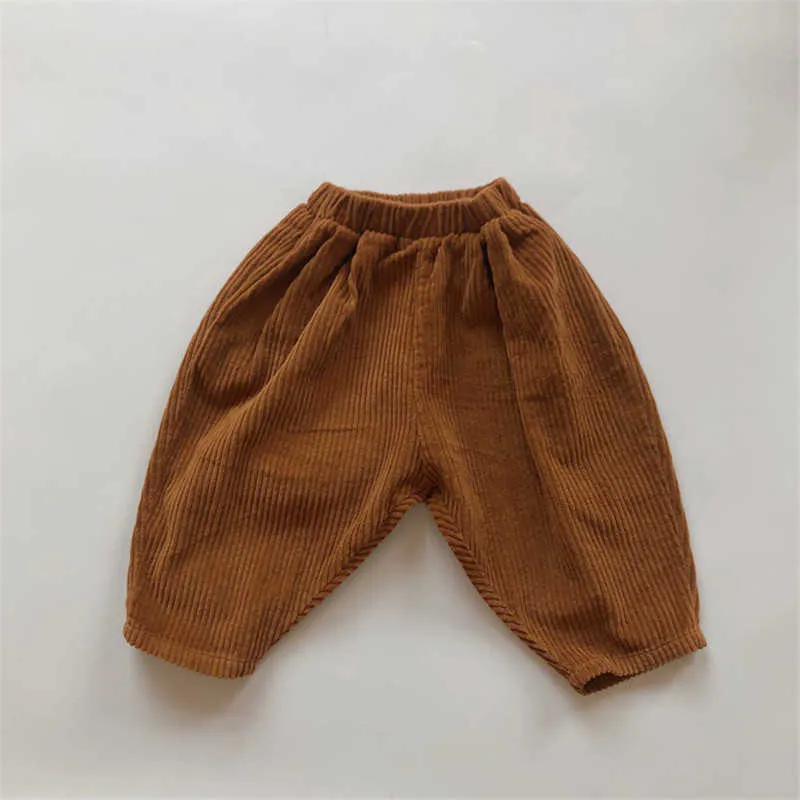 Pantalones casuales de pana para niños otoño invierno niños pequeños pantalones gruesos niños y niñas cálido harem 1-6Y 210615