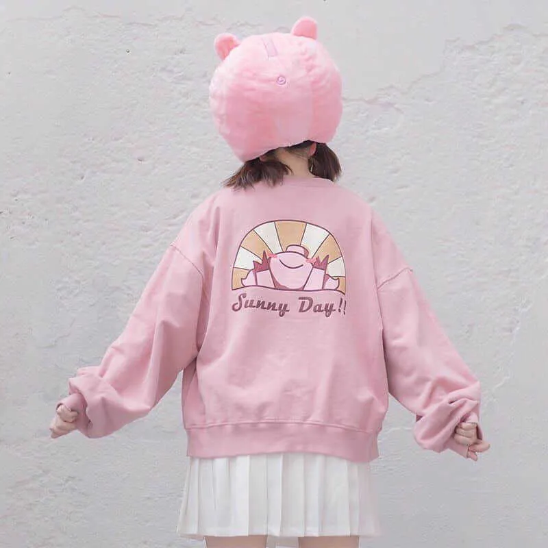 スウェットシャツカーディガン秋の大学スタイル日本の柔らかい女の子かわいいピンクの豚韓国の緩い野生の学生女性のジャケットガールフレンド210526