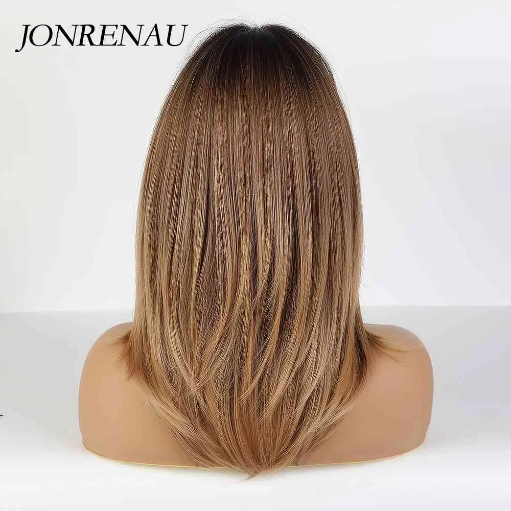 perruques synthétiques Jonrenau Women039s Wig Natural Wavy Long Hair Taupe Party Utilisation du noir et blanc 21081350741937901025