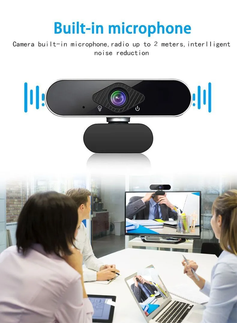 NUEVA cámara web para computadora con micrófono incorporado 2MP Full HD 1080P Video de pantalla ancha Trabajo Accesorios para el hogar Cámara web USB PC