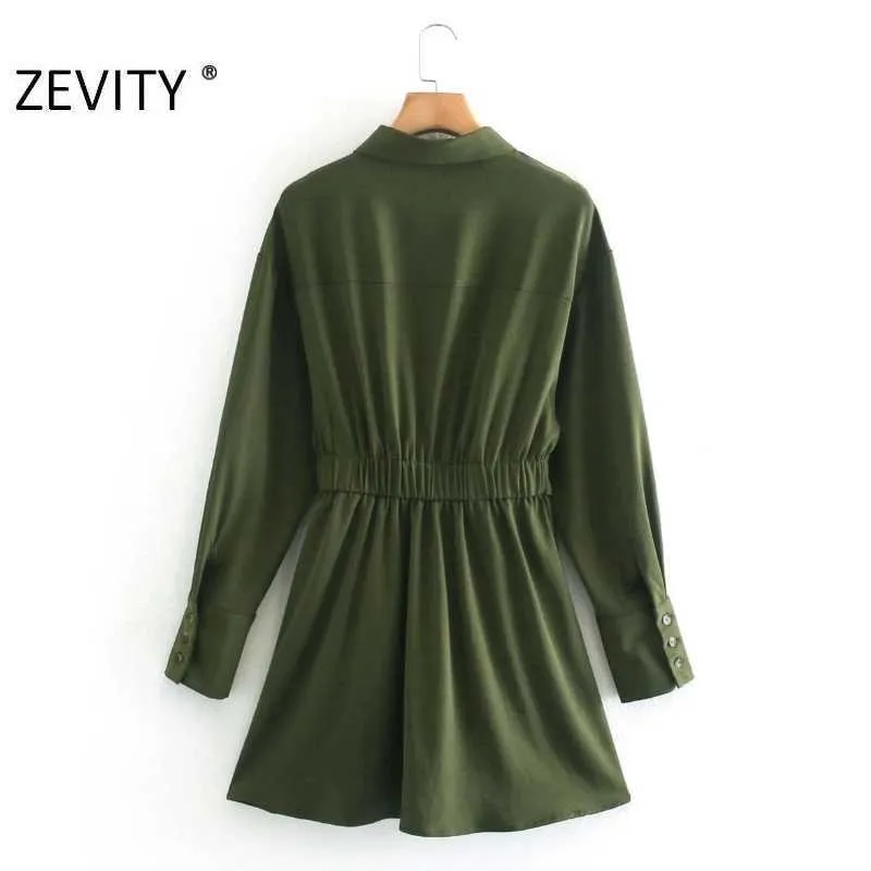 Zevity Women Fashion Solid Color Single Breasted Mini Shirt Sukienka Kobieta Chic Elastyczna Talia Bow Miste Sashes Court Vestido DS4610 210603