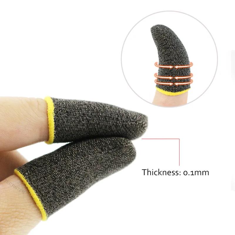 2 uds cubierta de dedo de fibra para juegos móviles PUBG pantalla de controlador de juego transpirable táctil a prueba de sudor guantes de pulgar sin arañazos 9500136