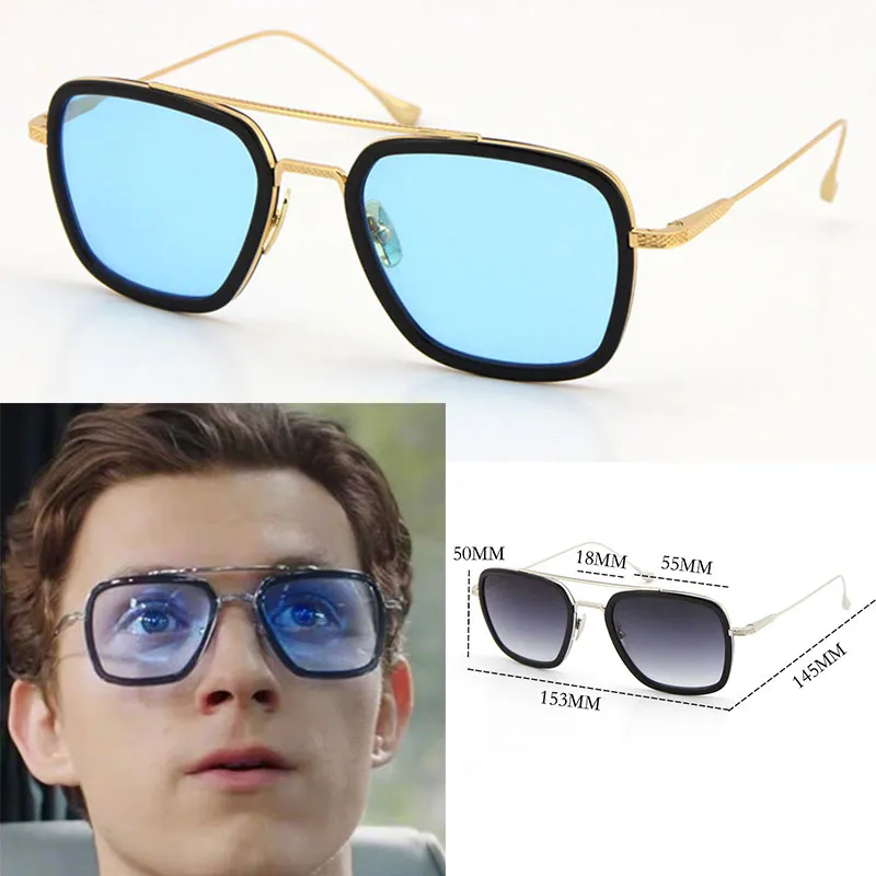 Óculos de sol formato quadrado, óculos de sol masculino e feminino, óculos de metal piloto adumbral, clássico st212n