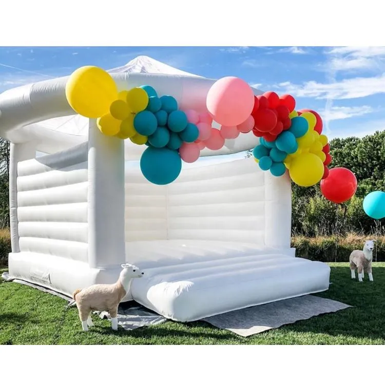 Castillo inflable blanco para boda de 4x4m -13ftx13ft, castillo inflable blanco para adultos, gorila para fiesta de boda, casa de rebote 236U