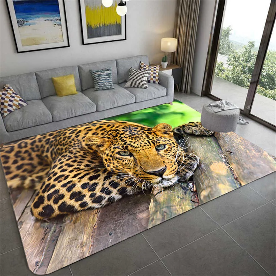 Tappeti 3D modello leopardo grandi tappeti soggiorno tappeti animali di lusso camera da letto morbida spugna bagno cucina tappetino zerbino 210626