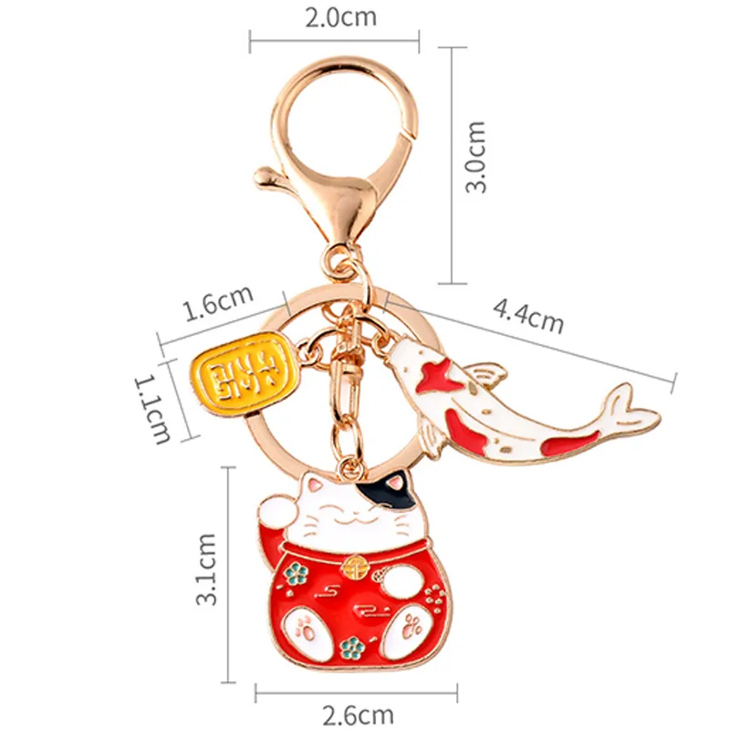 Porte-clés chat porte-bonheur, dessin animé japonais, porte-clés de voiture pour femmes, pendentif de sac, 2021