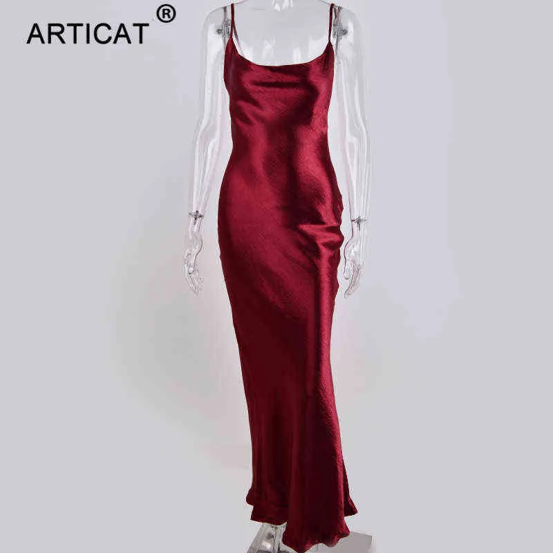 articatグロッドサテンレースアップセクシーパーティードレス女性ストラップ背中の絹ロングドレスエレガントなクラブイブニングソフトウィンタードレスvestidos Y1204