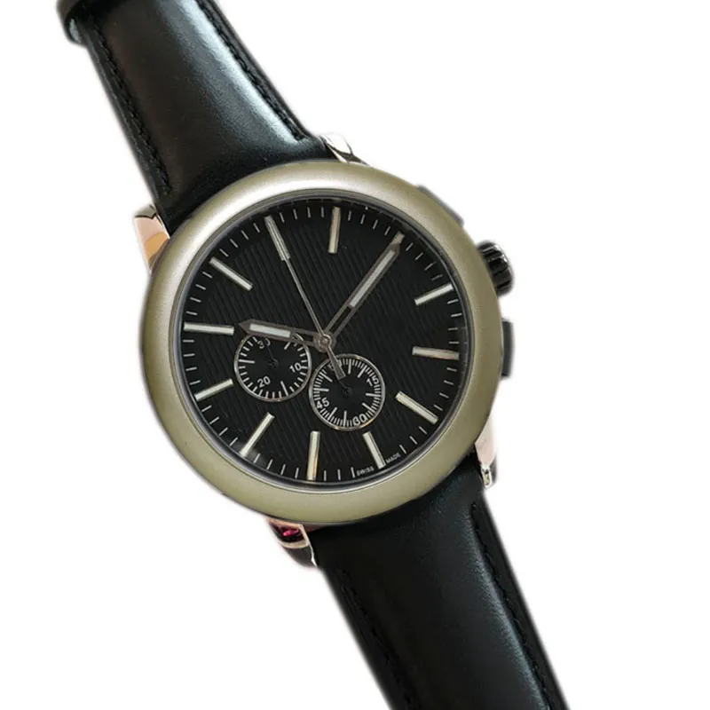 Herrenuhr Chrono Chronograph, voll funktionsfähig, Edelstahl, schwarzes Zifferblatt, Quarzwerk, Uhren für Herren, Designer-Montre-de-Luxe-Armband254F