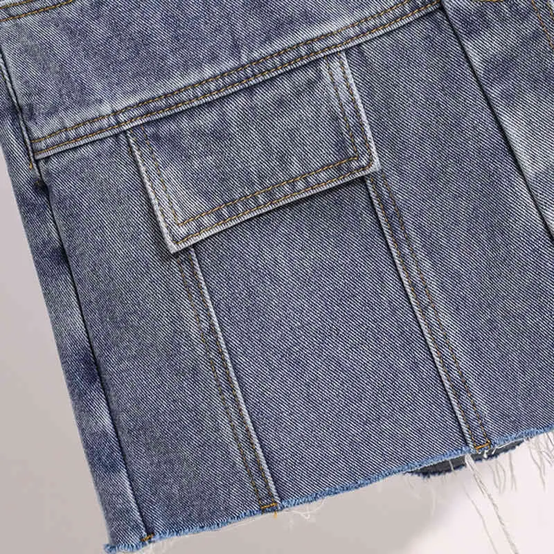 Excellente qualité est Jeans jupe femme grosse soeur faux deux shorts amples à jambes larges pantalons d'été mode taille haute 210521