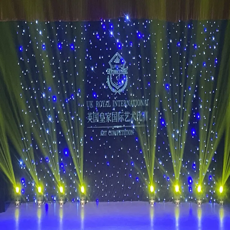 3X6M Blue-White Color LED Star Curtain Party Decoration Stage Backdrop Cloth With DMX512 Lighting Controller For Wedding Event310m