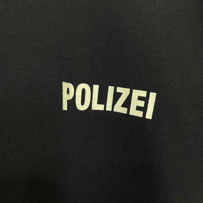 Preto verde s 'polizei' camiseta 2021 masculino feminino texto impresso s t tonal bordado vtm topos de manga curta g11159273916