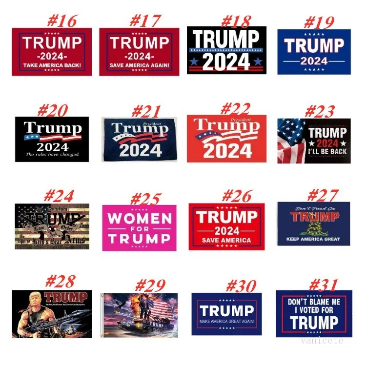 Bandiere Banner Bandiere Trump in poliestere 2024 Campagna presidenziale americana le elezioni bandiera 90 * 150 cm 38 articoli feste in stile T2I52159