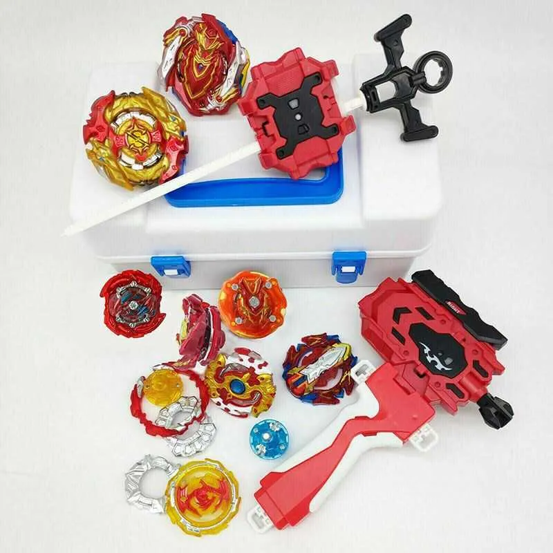 8x Burst Sparking Launcher Grip Set B-120 B-129 B-146 B-117 Spinning Top Metal Fury Gyroscope Portable Storage Box Toys