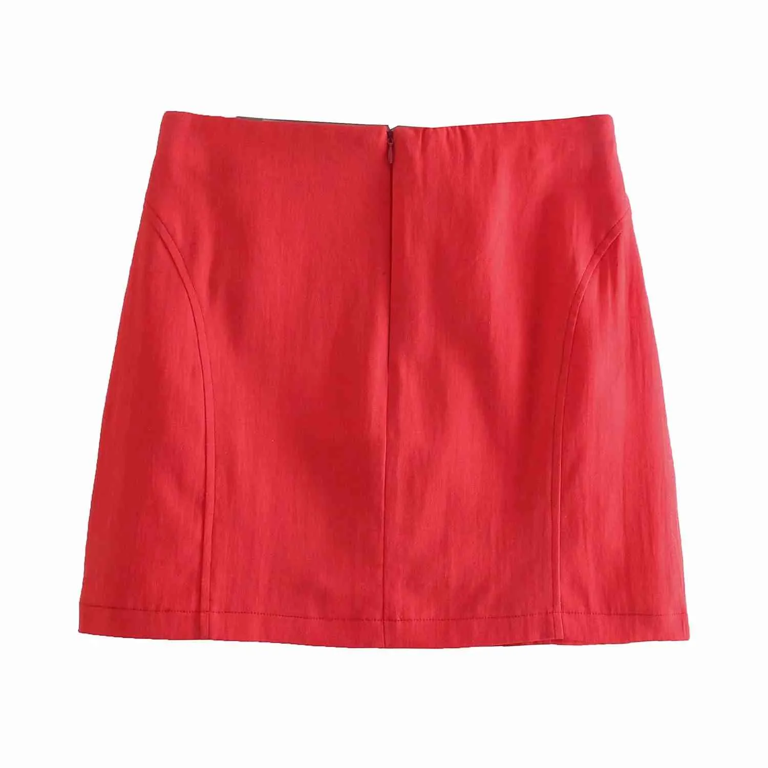 Élégant rouge femmes jupes été taille haute tout-match élégant mini jupes bureau dame streetwear 210521