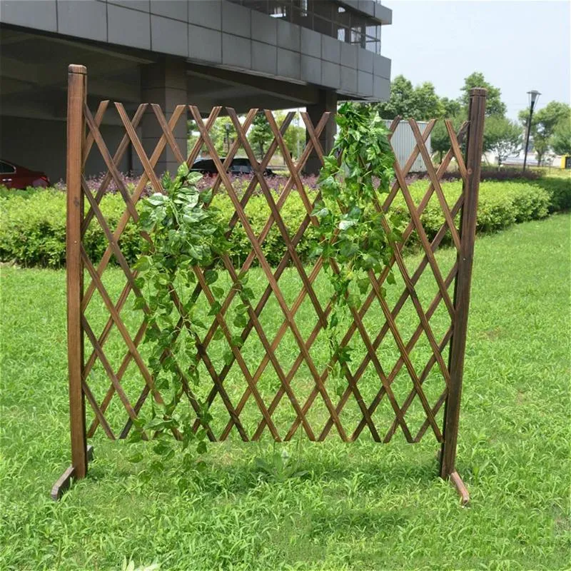 Fencing Trellis & Gates Retractable Expanding Wooden Fence Pet Safety For Patio Garden Lawn Decoration Carbonized Anticorrosive240u