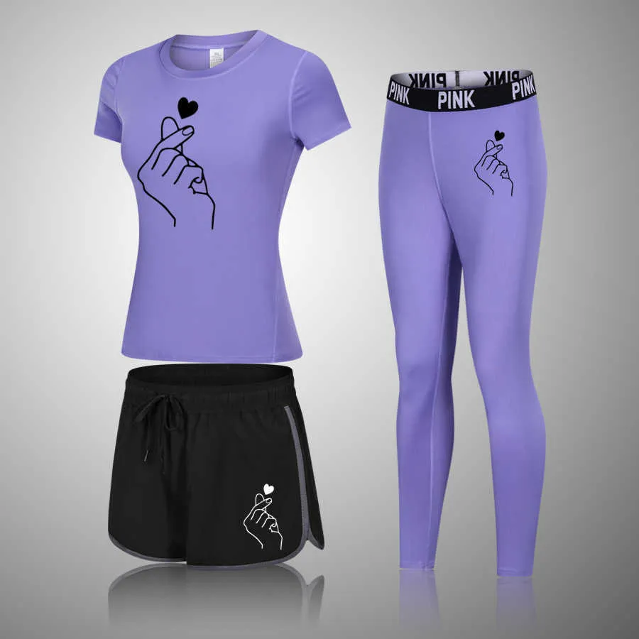 Marque Vêtements de sport pour femmes Yoga Set Fitness Gym Vêtements Running Tennis t-shirt Leggings Jogging Workout Sport Suit 210802
