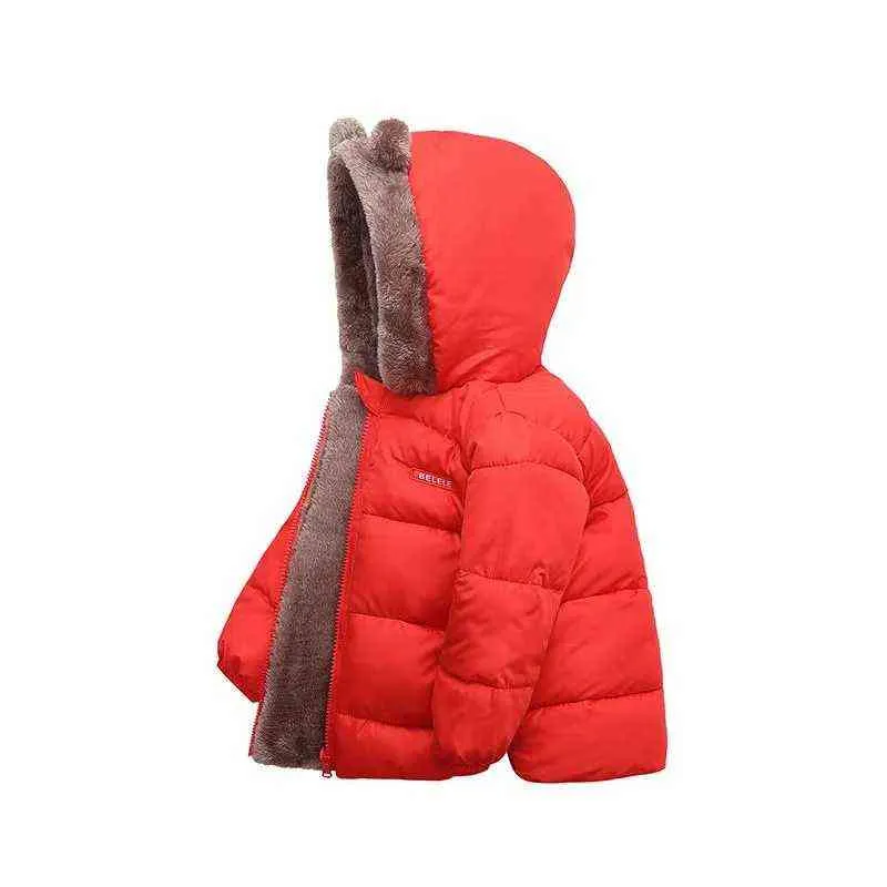 冬の子供暖かい綿のジャケットの女の子服子供の赤ちゃんフリース襟コートの赤ちゃんのための男の子のための赤ちゃん211203