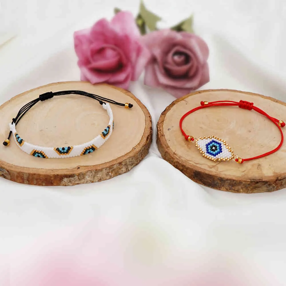 Go2boho Miyuki Braccialetto Set Turco Male Braccialetti Occhio Greco Pulsera Femme 2021 Perline Tessuto Gioielli Regalo Delle Donne Lei