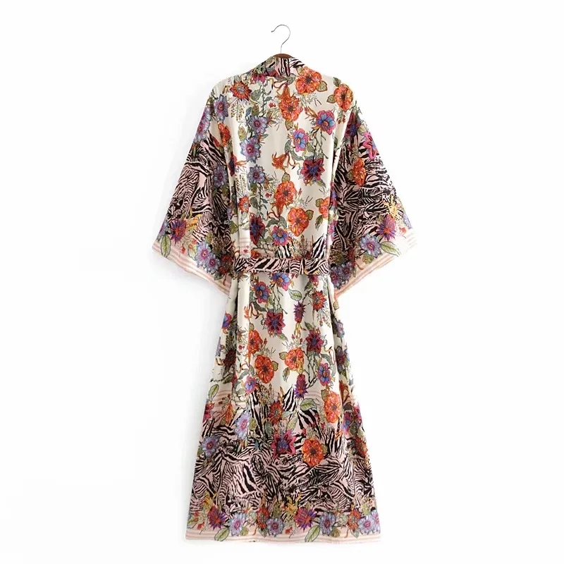 Abito da donna vintage bohemien primavera autunno retro manica a pipistrello telai fiocco elegante abiti cardigan femme vestidos 210521