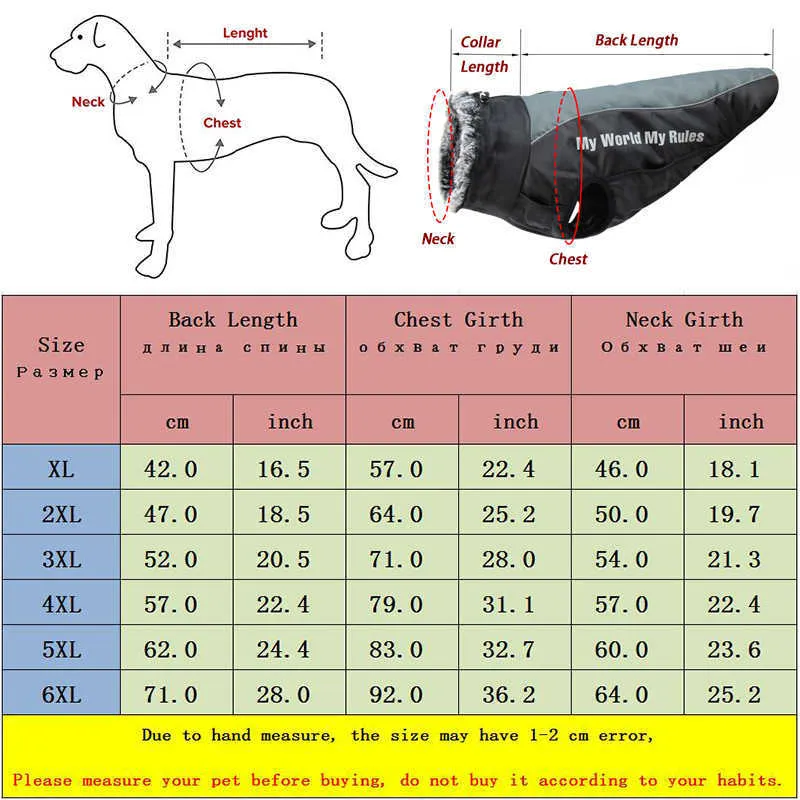Duża kurtka psa Futro odblaskowe zimowe ubrania dla zwierząt wodoodporny duży / średnia / średnia płaszcz pies z wymiennym ciepłym sprzętu szczeniaka Outfit 211007