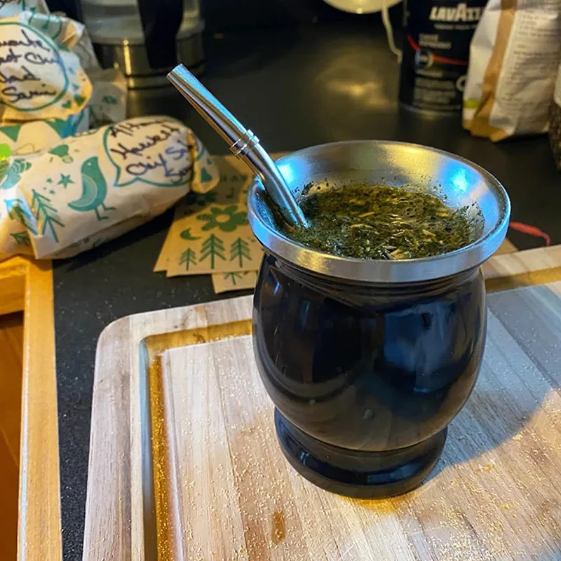 Upors Yerba Mate Cup 304 الفولاذ المقاوم للصدأ جدار مزدوج 8 أوقية القرع الأرجنتيني مع Bombillas وتنظيف فرشاة 220311