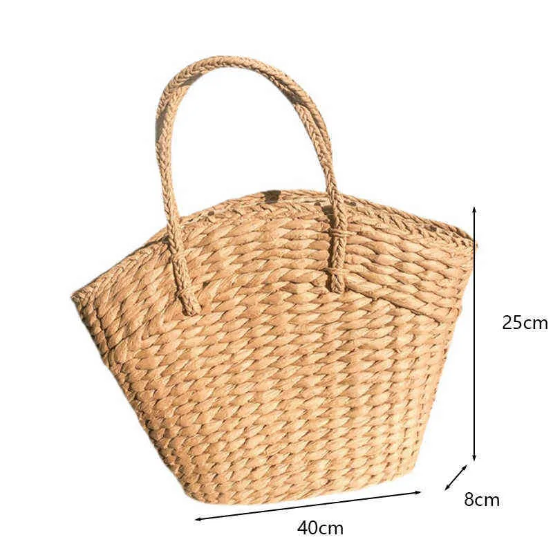 Shopping Bags Women Bohemian Beach Handbag Rattan Wicker Straw Tote Bag Large Capacity Female Casual Travel Fashion Shoulder Basket Bolsos220307